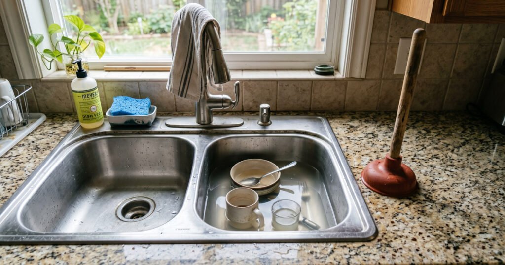 destapar fregadero cocina sin quimicos con plunger