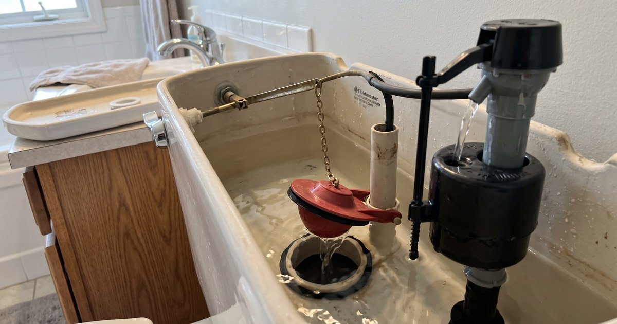 cómo reparar inodoro que no para de correr agua, flapper y fill valve