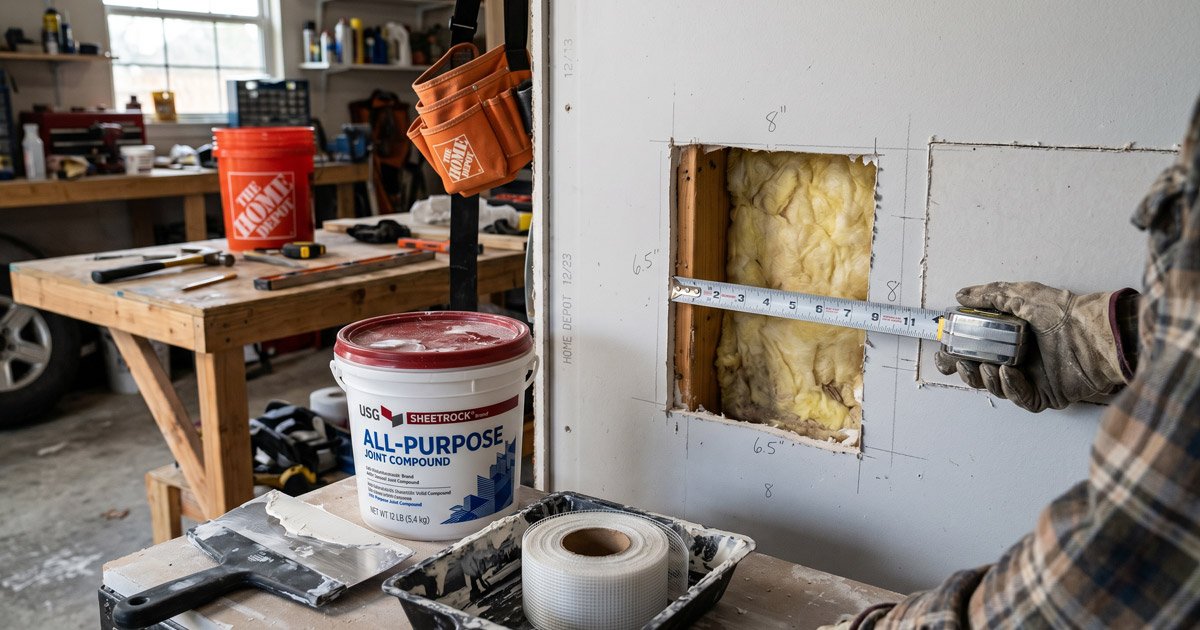 reparar agujero grande drywall con parche de madera paso a paso