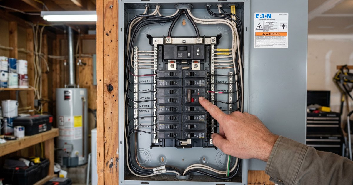 Panel eléctrico con breaker viajado en casa americana — cómo resetearlo