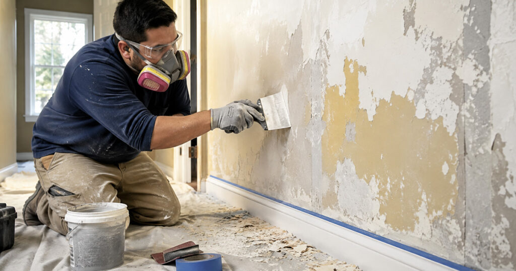 quitar pintura pared drywall