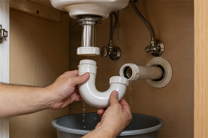 sifón del lavabo