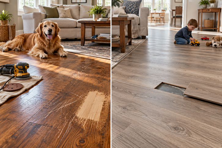 piso de madera vs piso vinílico (madera real vs LVP)