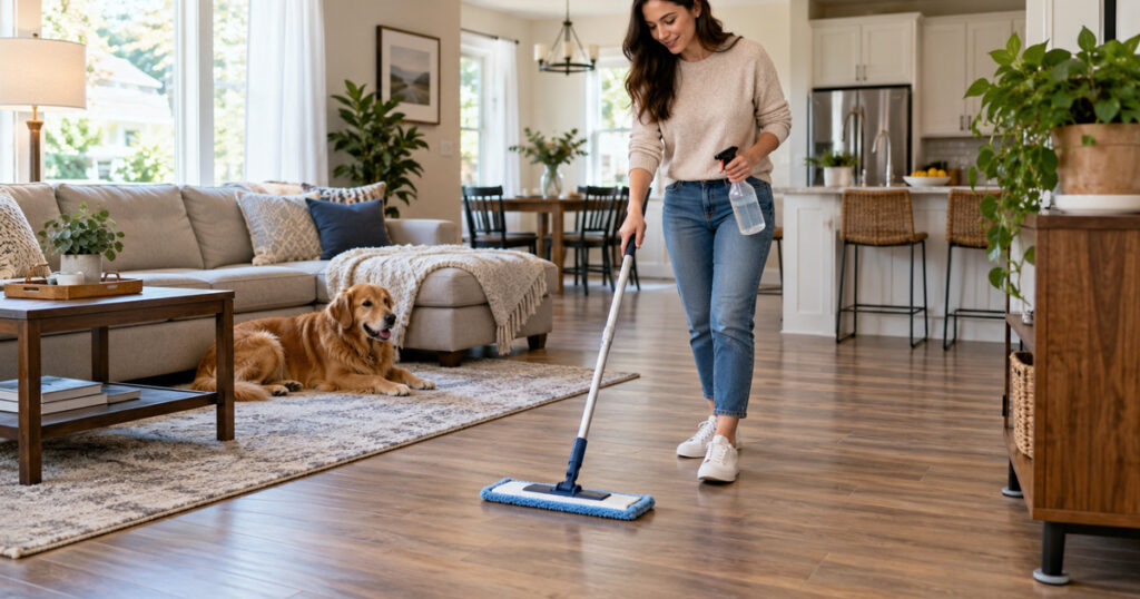 como limpiar piso laminado manchado